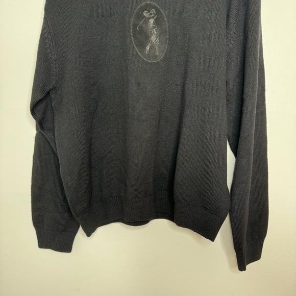 Bobby Jones collection black logo front golf merino wool sweater large - Picture 3 of 8